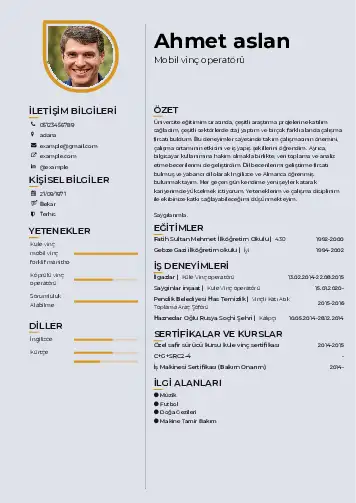 Vinç Operatörü Cv Örnekleri cv indir